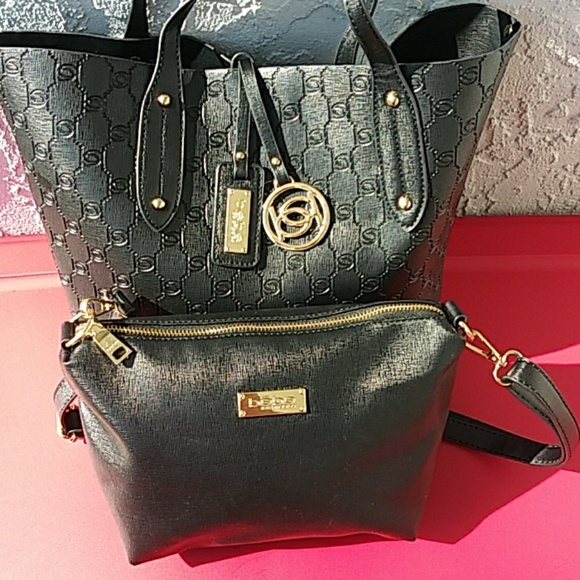 BEBE BLACK (LARGE) TOTE BLACK COMPANION PURSE (2) - Picture 1 of 8